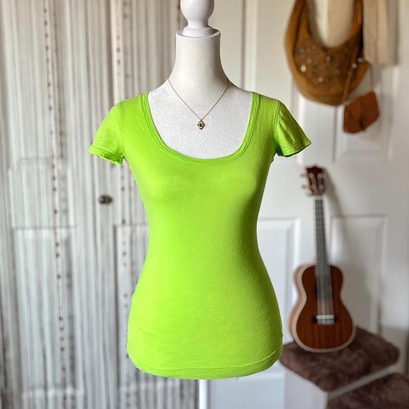aeropostale neon/lime green scoop neck top - Picture 1 of 5